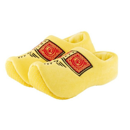 Pluche gele klompen-clogs sloffen-pantoffels voor kinderen