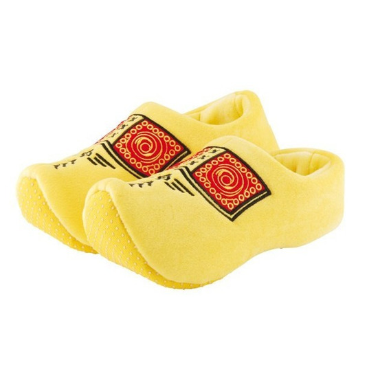 Pluche gele klompen-clogs sloffen-pantoffels voor peuters