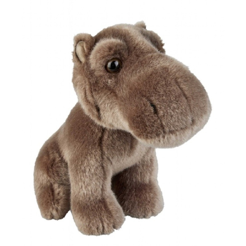 Pluche grijs-bruine nijlpaard knuffel 18 cm speelgoed