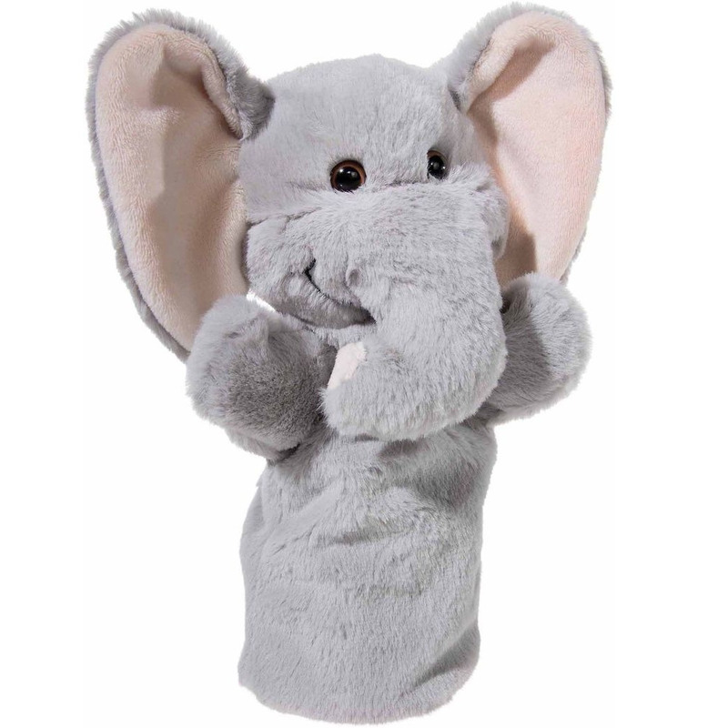 Pluche grijze olifant handpop knuffel 25 cm speelgoed