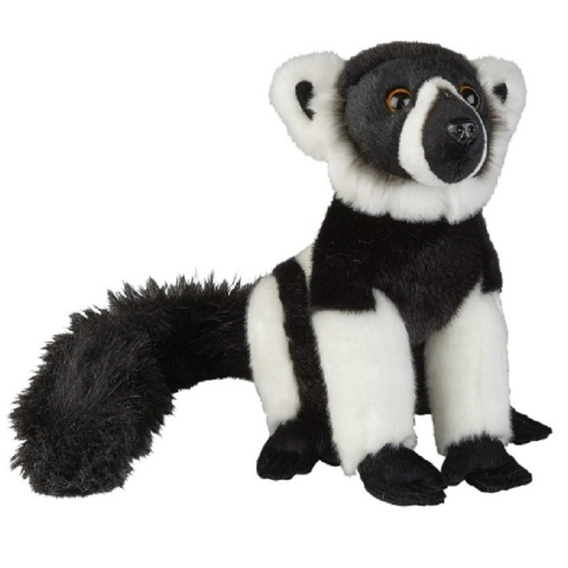 Pluche zwart-witte vari-maki aap knuffel 28 cm apen speelgoed dieren