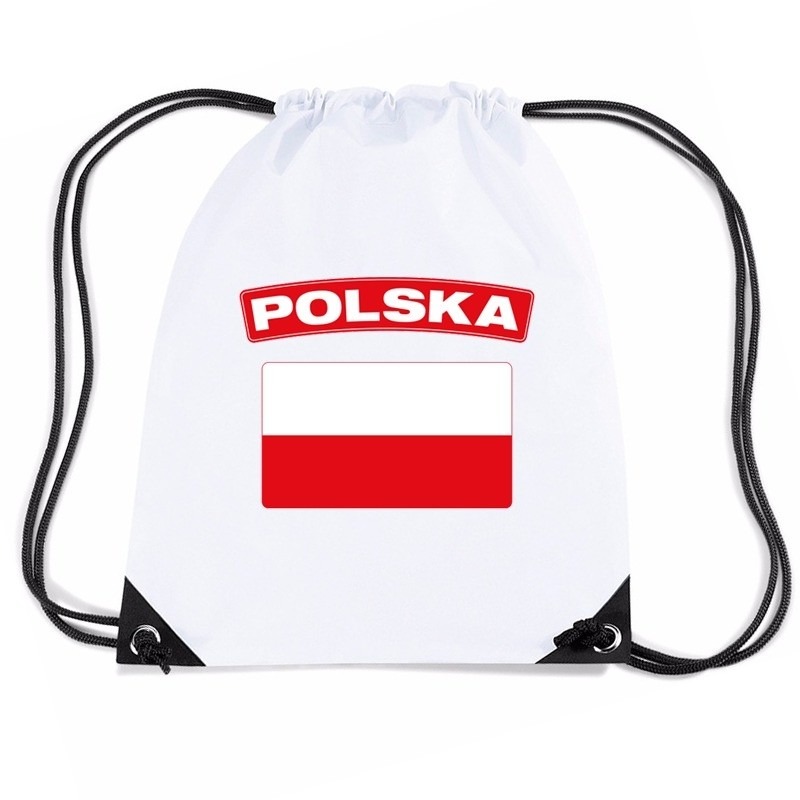 Polen nylon rugzak wit met Poolse vlag