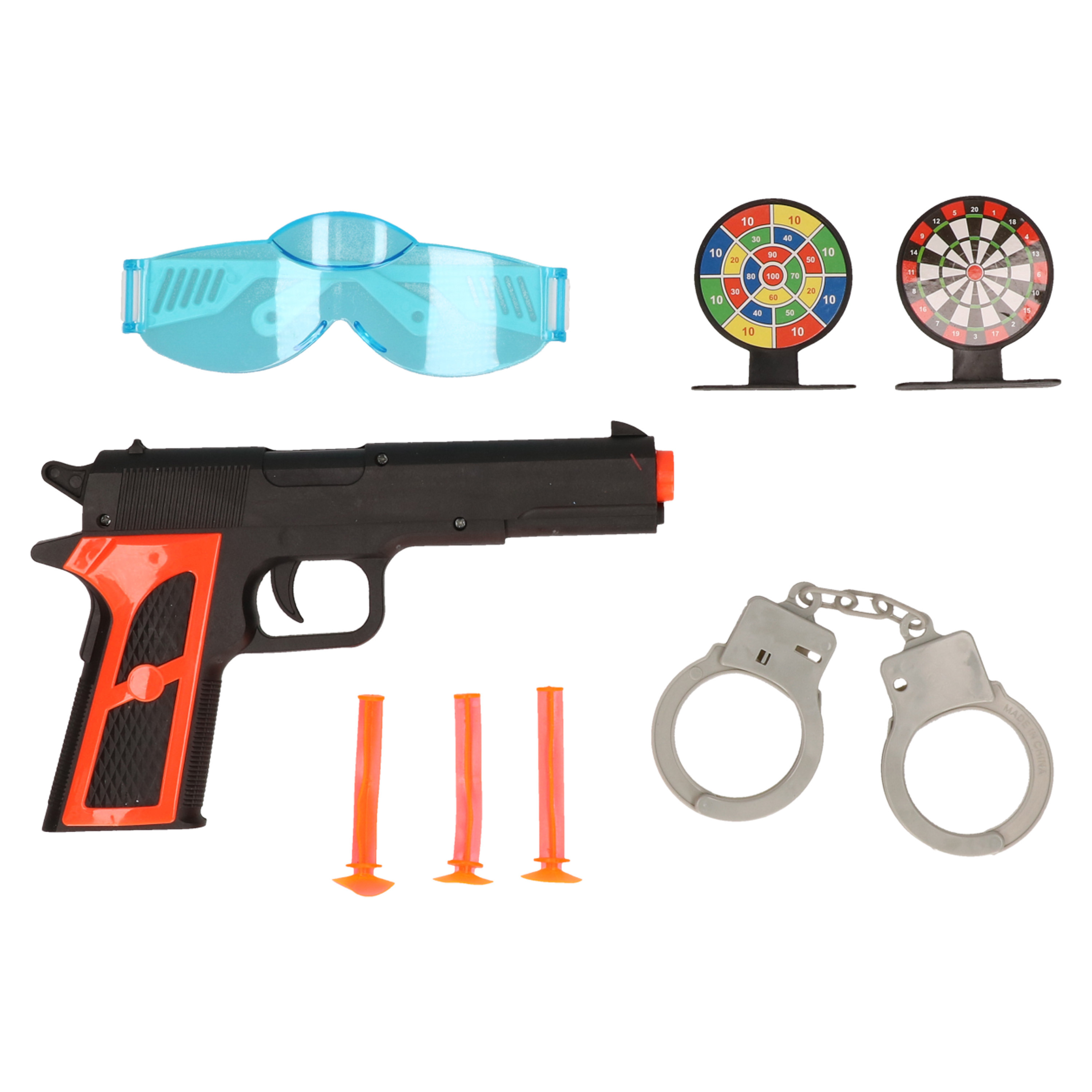 Politie speelgoed set pistool met zuignap pijltjes voor kinderen plastic met accessoires