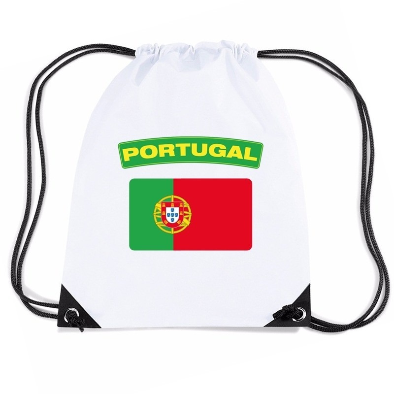 Portugal nylon rugzak wit met Portugese vlag