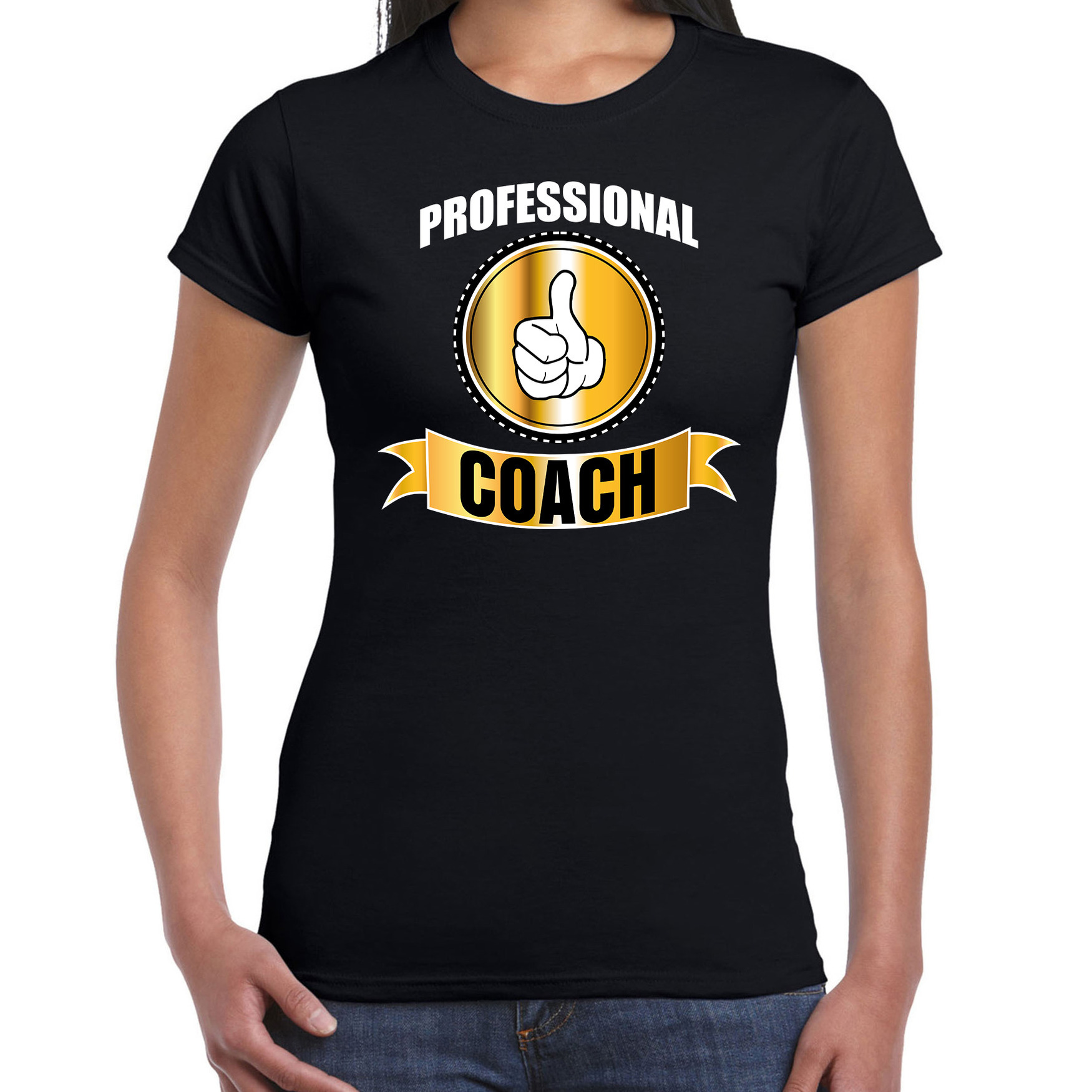 Professional-professionele coach t-shirt zwart dames Coach cadeau shirt