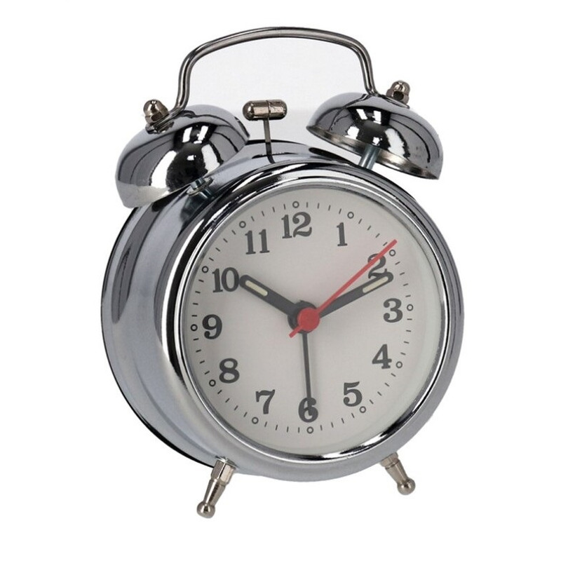 Retro klassieke wekker-alarmklok metaal met bellen 12 cm