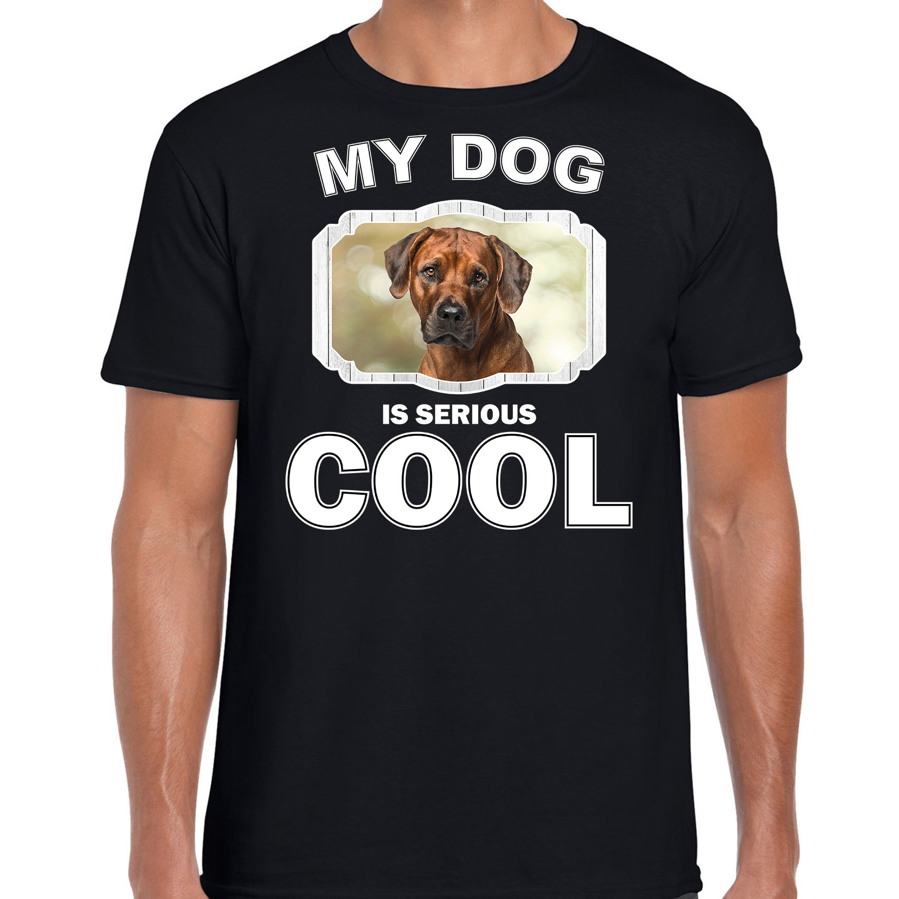 Rhodesische pronkrug honden t-shirt my dog is serious cool zwart voor heren
