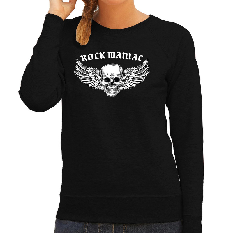 Rock Maniac fashion sweater rock-punker zwart voor dames