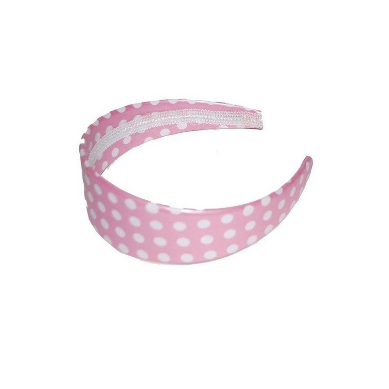 Rock n Roll diadeem-haarband roze met witte stippen one size verkleed accessoires
