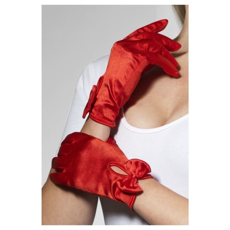 Rode korte verkleed handschoenen voor dames