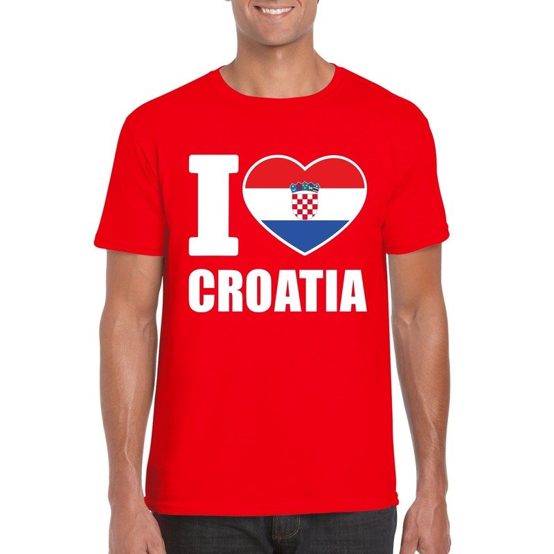 Rood I love Kroatie fan shirt heren