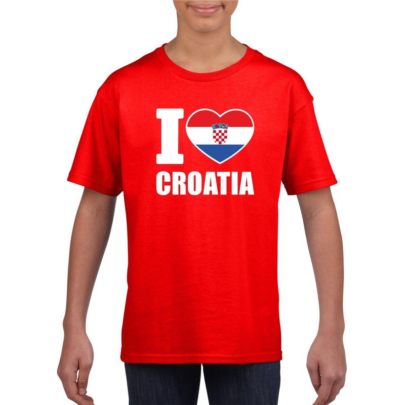 Rood I love Kroatie fan shirt kinderen