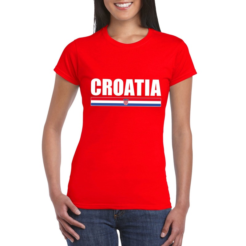 Rood Kroatie supporter t-shirt voor dames