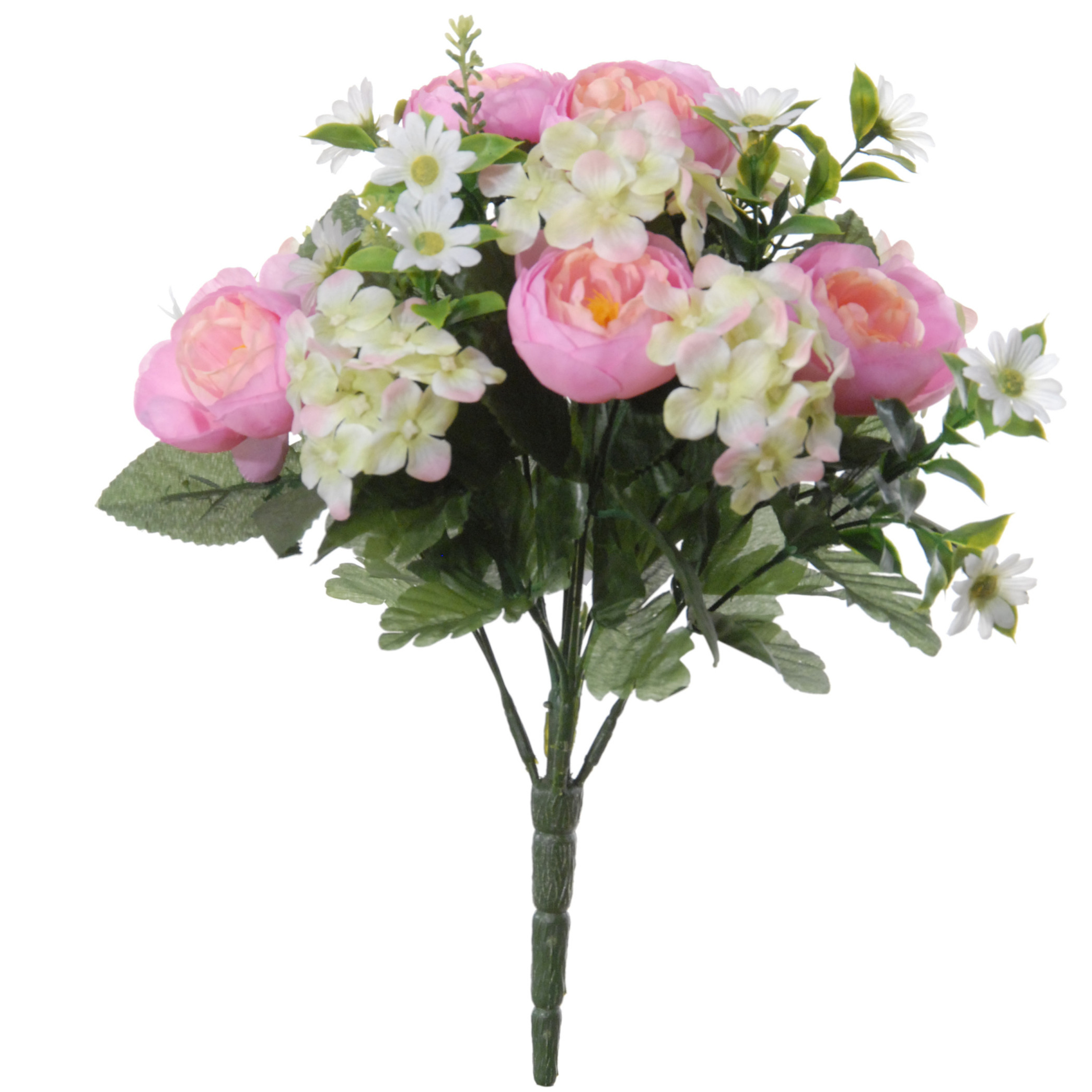 Roze hortensia-ranonkel Hydrangea-Ranunculus mix boeket kunstbloemen 35 cm