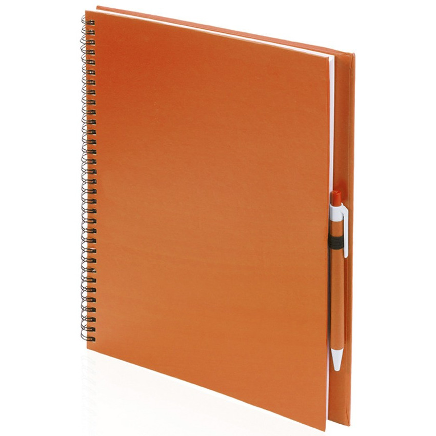 Schetsboek-tekenboek oranje A4 formaat 80 vellen inclusief pen