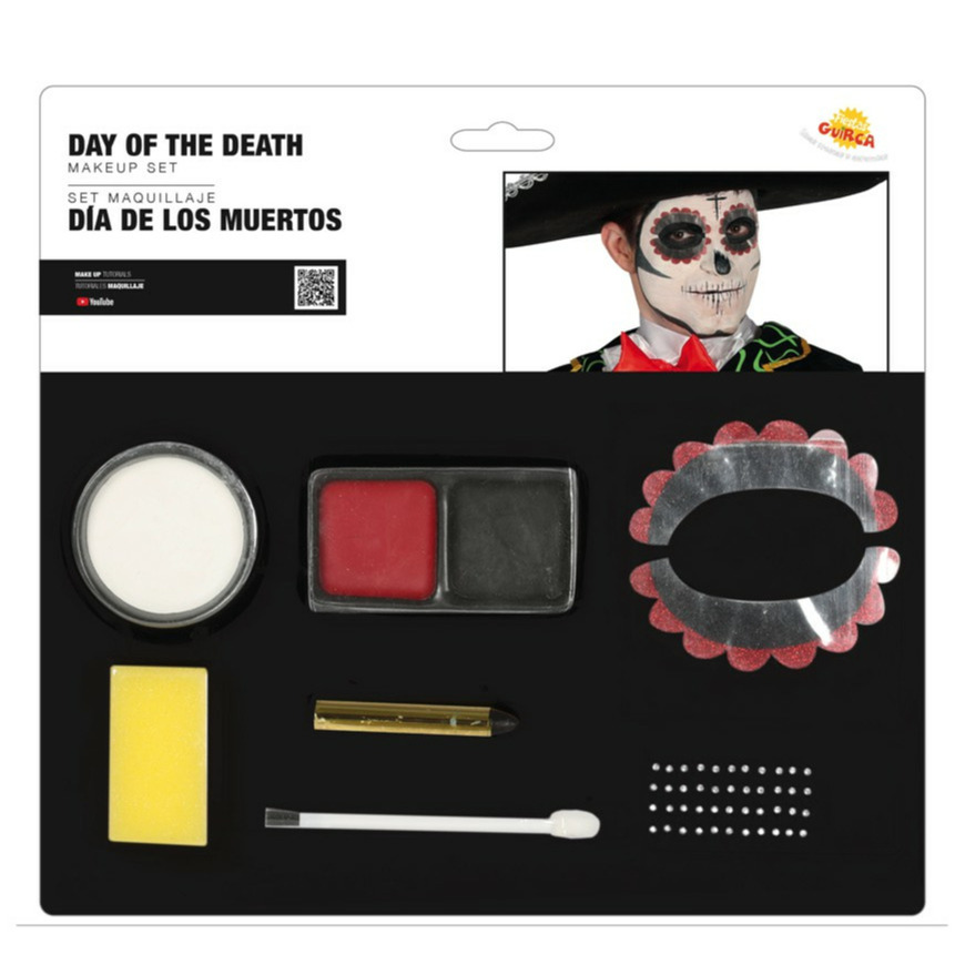 Schmink setje Day of the Dead sugar skull make-up verkleed set Halloween-Carnaval accessoires