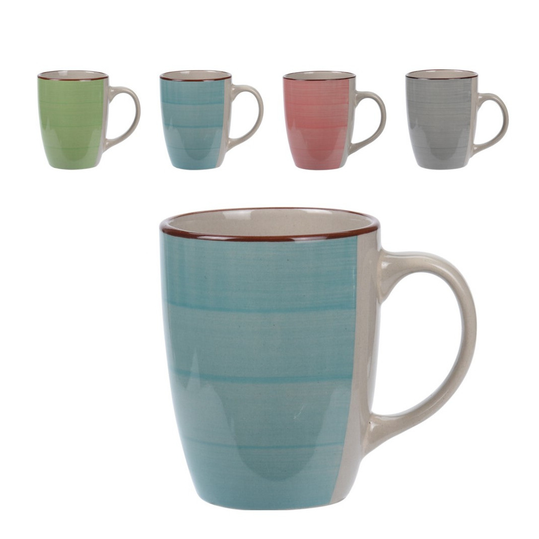 Set van 4x stuks luxe gekleurde stoneware bekers-koffiekopjes 270 ml