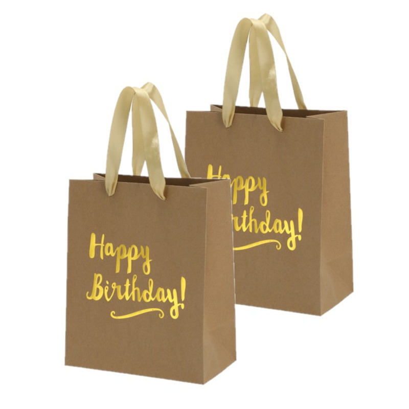 Set van 4x stuks papieren verjaardag giftbags-cadeau tasjes Happy Birthday 20 x 24 x 11 cm