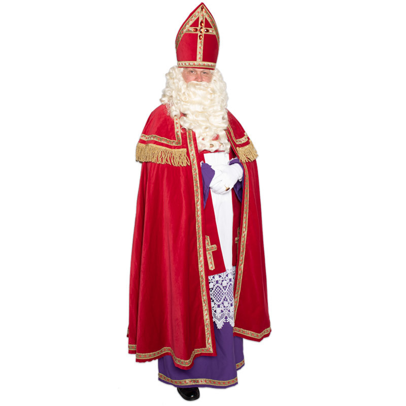 Sinterklaas kostuum katoenfluweel met koker mijter voor volwassenen
