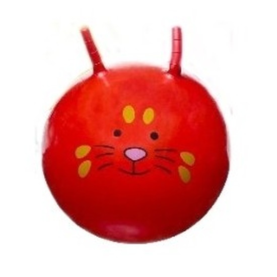 Skippybal met dieren gezicht rood 46 cm