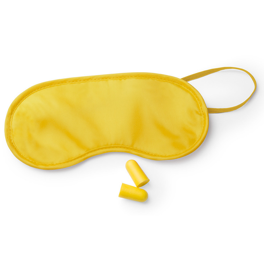 Slaapmasker geel met oordoppen