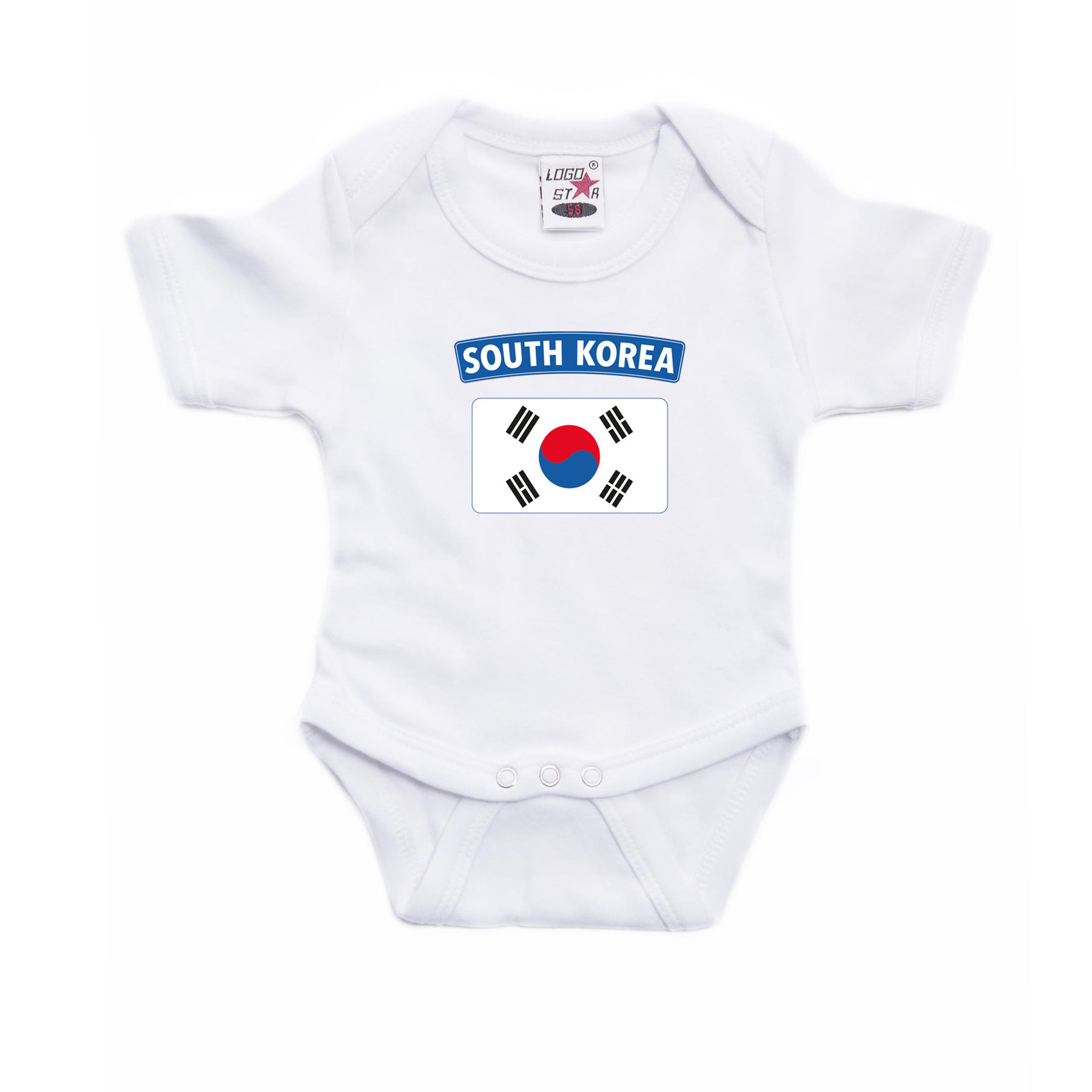 South-Korea romper met vlag Zuid-Korea wit voor babys