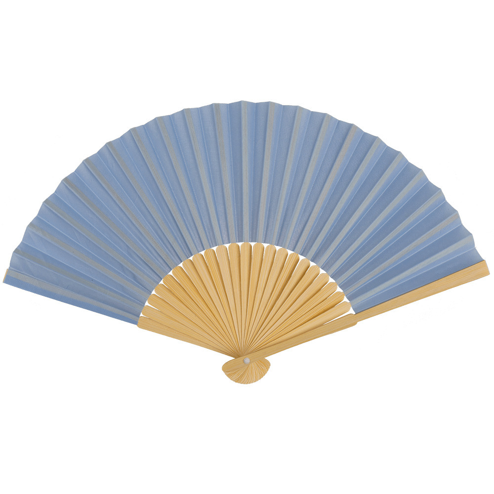 Spaanse handwaaier pastelkleuren korenblauw bamboe-papier 21 cm