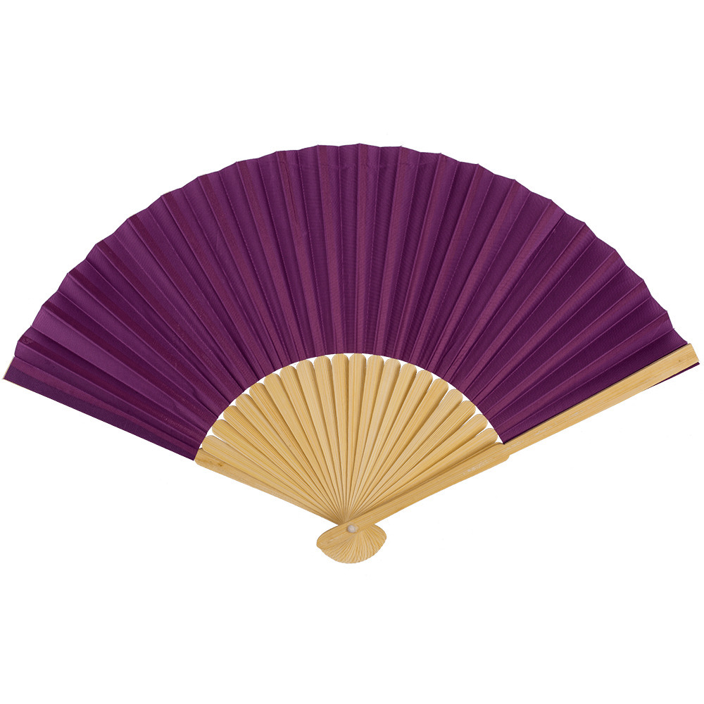 Spaanse handwaaier special colours aubergine paars bamboe-papier 21 cm