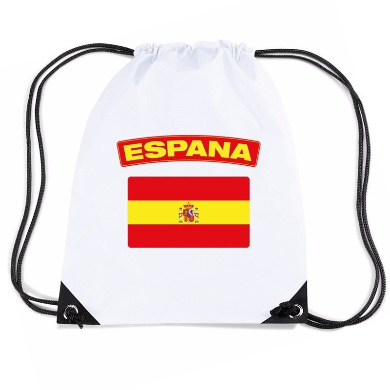 Spanje nylon rugzak wit met Spaanse vlag
