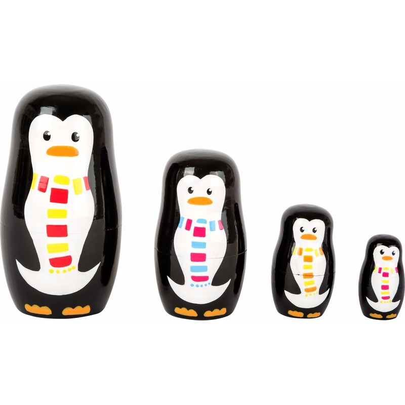 Speelgoed houten pinguins matroesjka set van 4