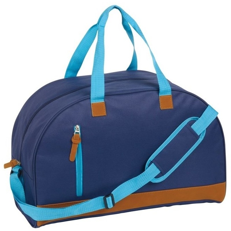 Sporttas-reistas donkerblauw met kunstleer 50 cm