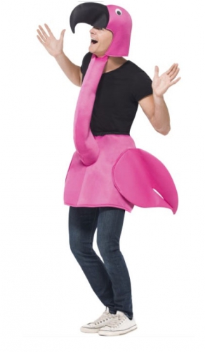 Step-in flamingo kostuum voor volwassenen