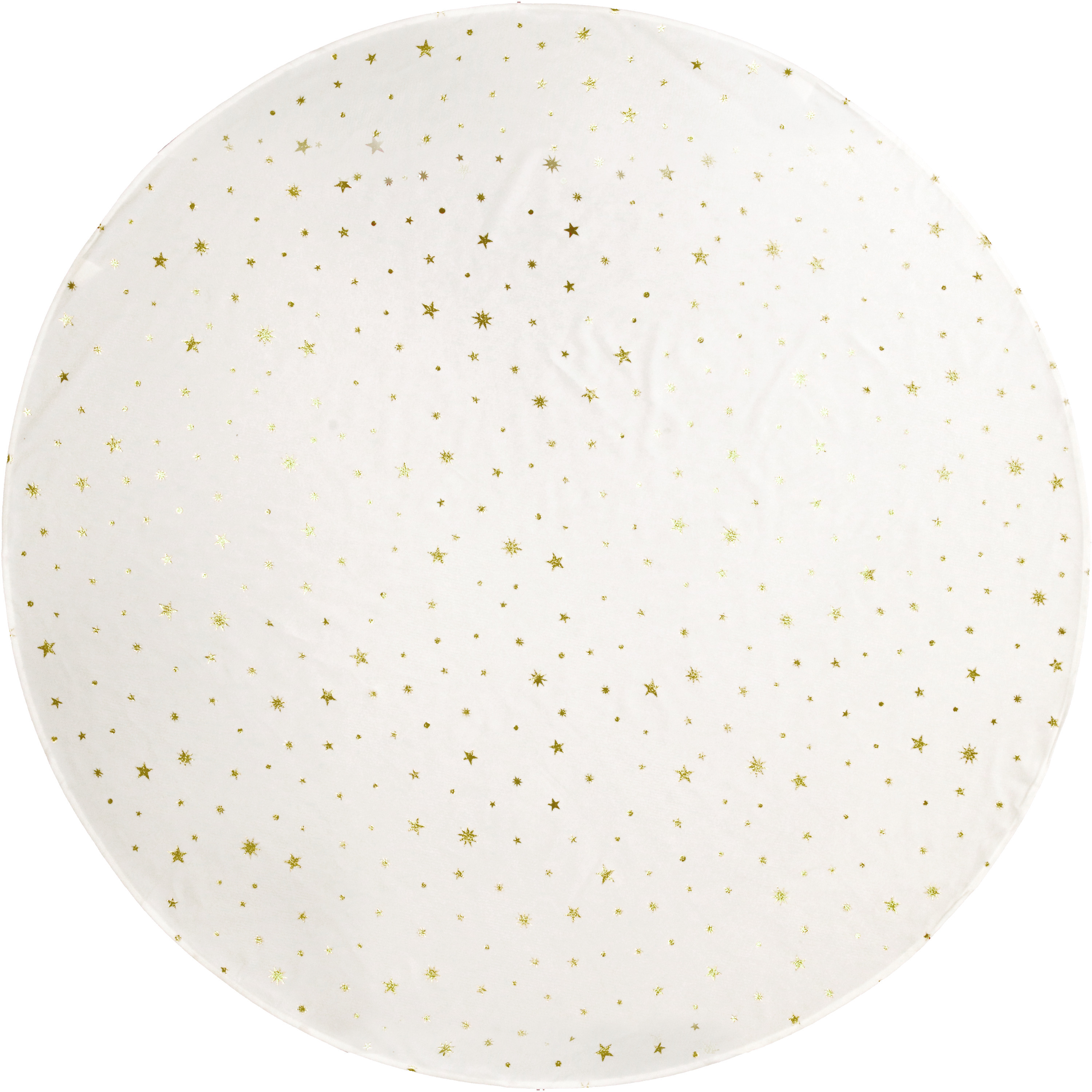 Tafelkleed kerst thema ivoor wit met gouden sterren rond -D160 cm polyester