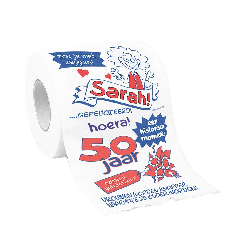 Toiletpapier Sarah 50 jaar fun tekst decoratie-versiering