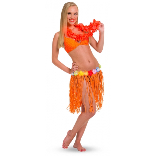 Toppers Oranje Hawaii party verkleed rokje