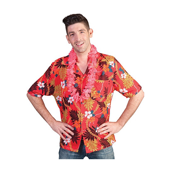 Toppers Rode Hawaii verkleed blouse met tropische print