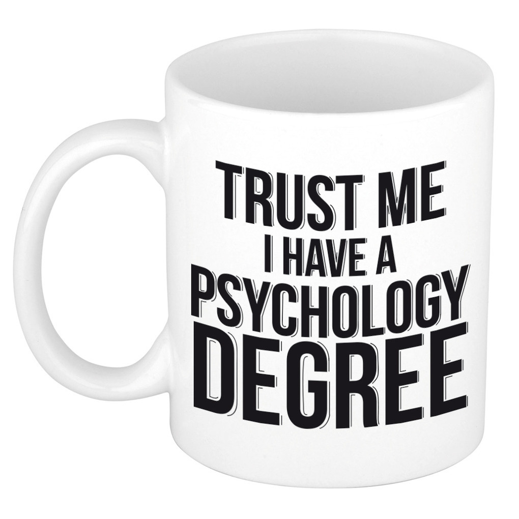 Trust me Psychology degree kado mok-beker wit Psychologie geslaagd-afstudeer cadeau