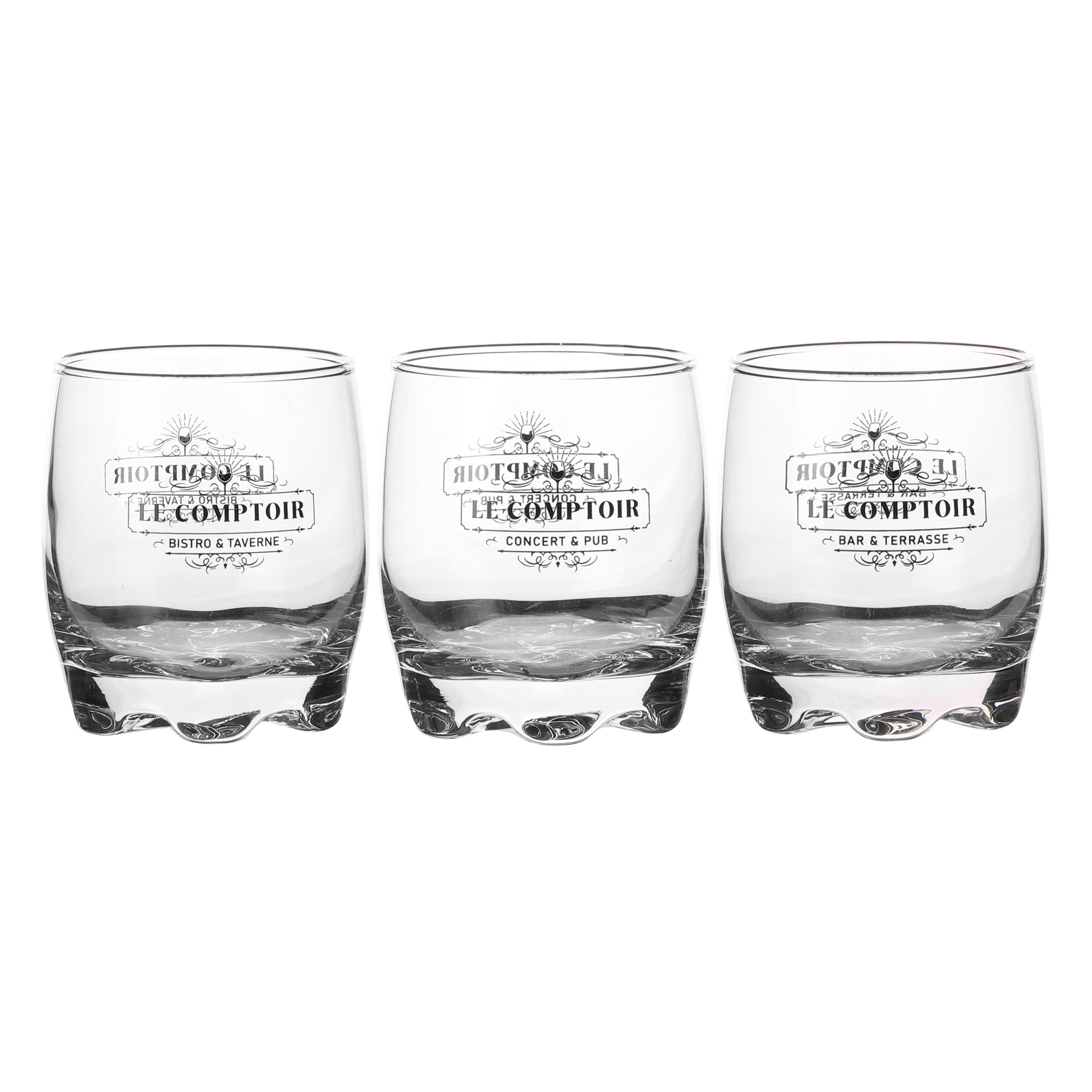 Urban Living whisky-water-drinkglazen Comptoir gedecoreerd glas 3x stuks 290 ml