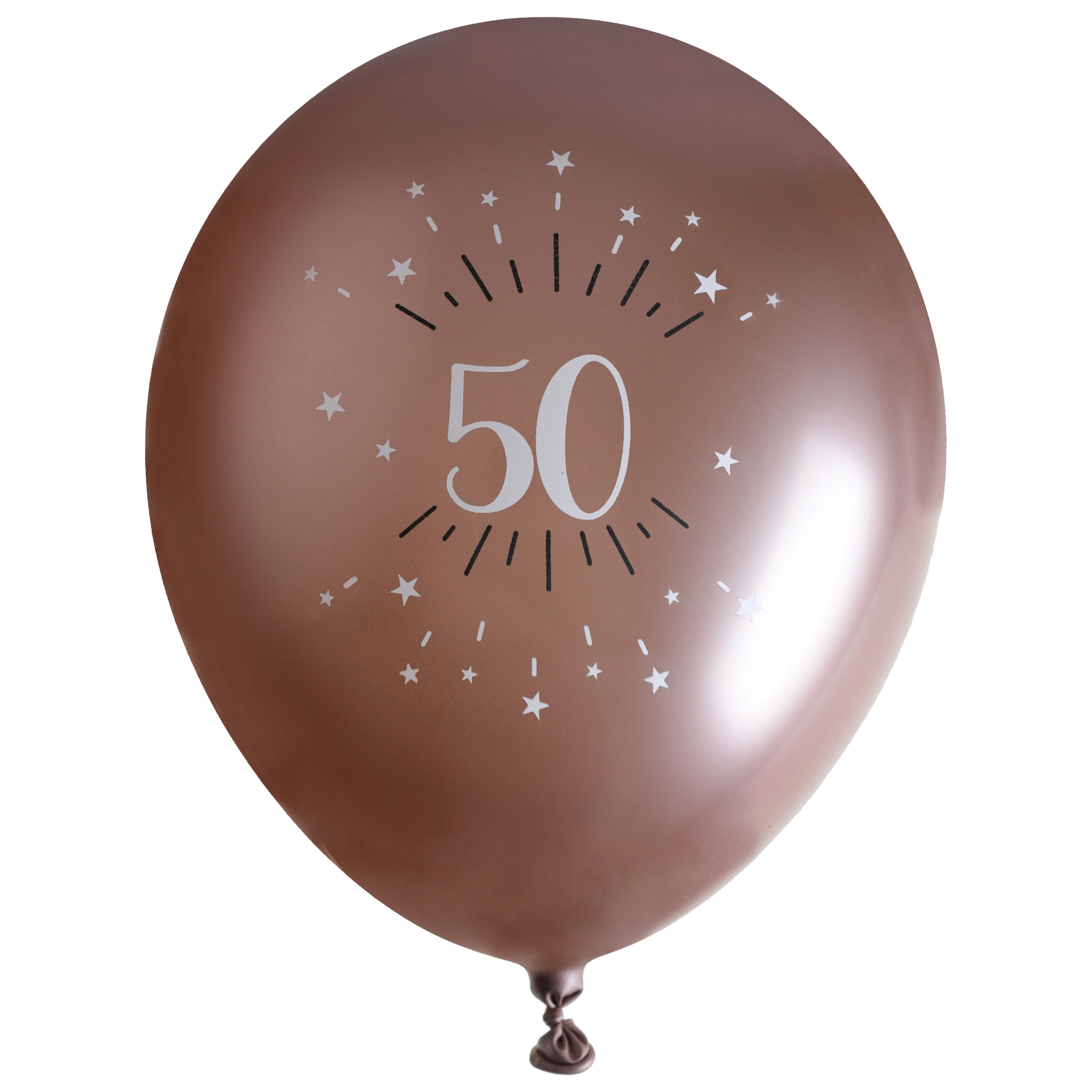 Verjaardag leeftijd ballonnen 50 jaar - 6x - rosegoud - 30 cm - Abraham/Sarah feestartikelen