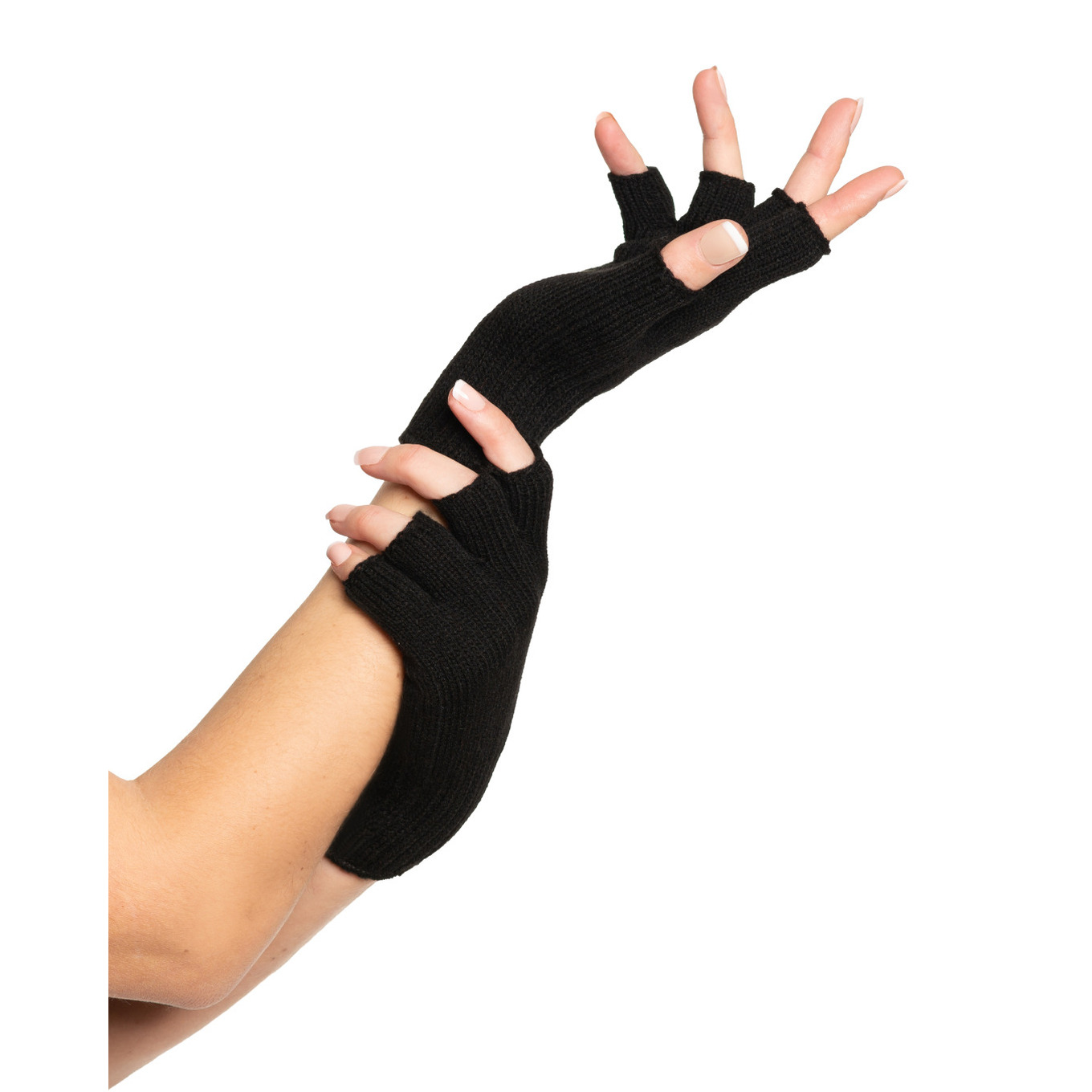 Verkleed handschoenen vingerloos zwart one size voor volwassenen