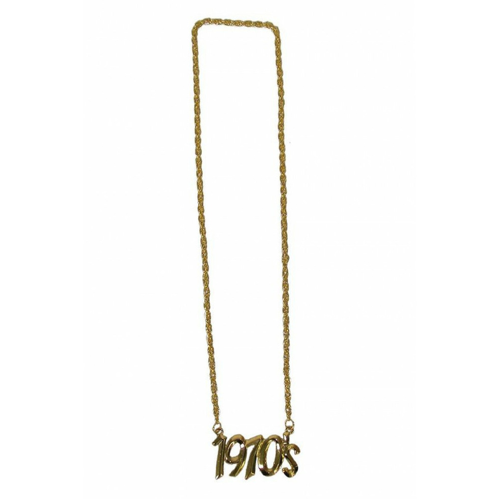 Verkleed sieraden ketting - thema Seventies/jaren 70 - feestartikelen - goudkleurig