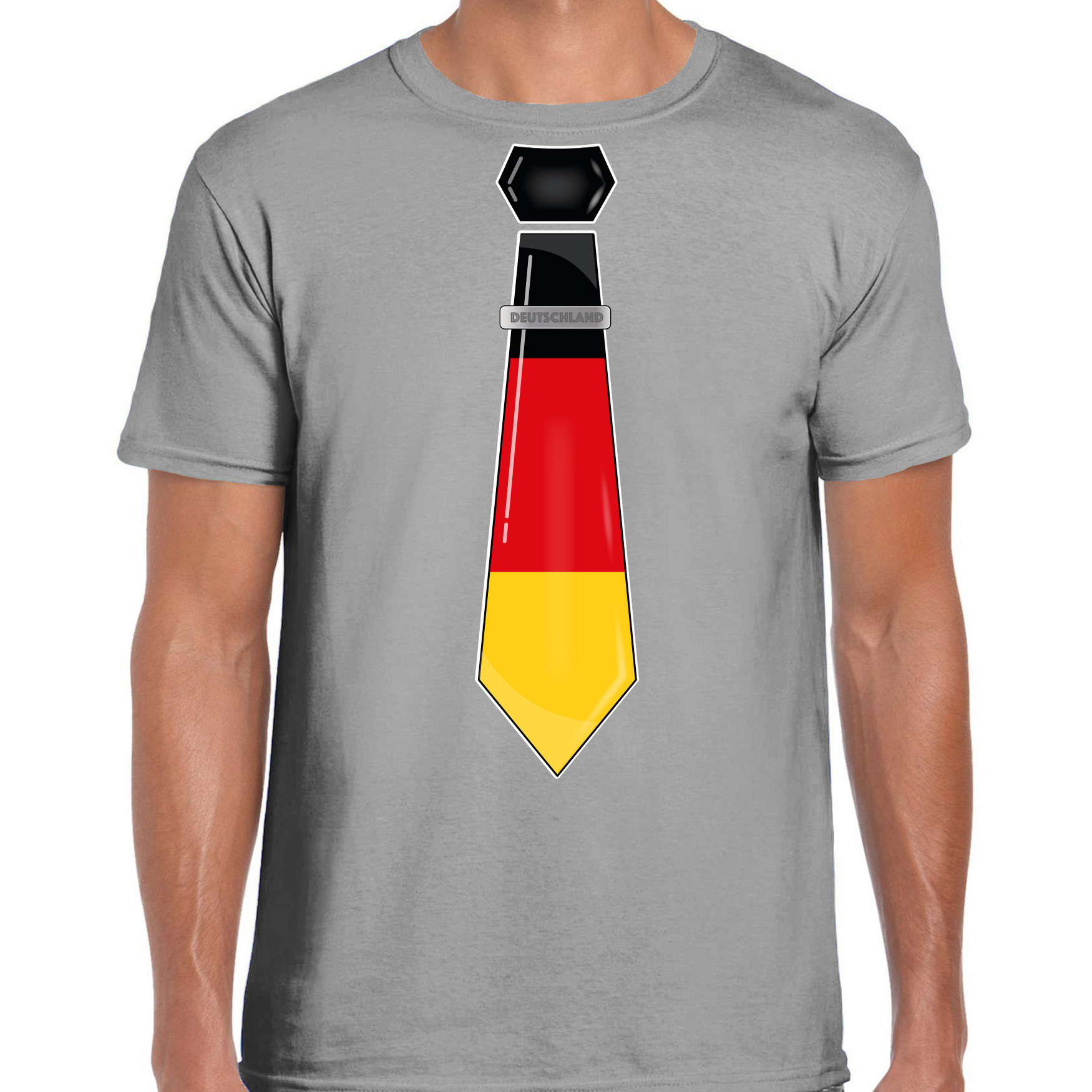 Verkleed T-shirt voor heren stropdas Duitsland grijs supporter themafeest