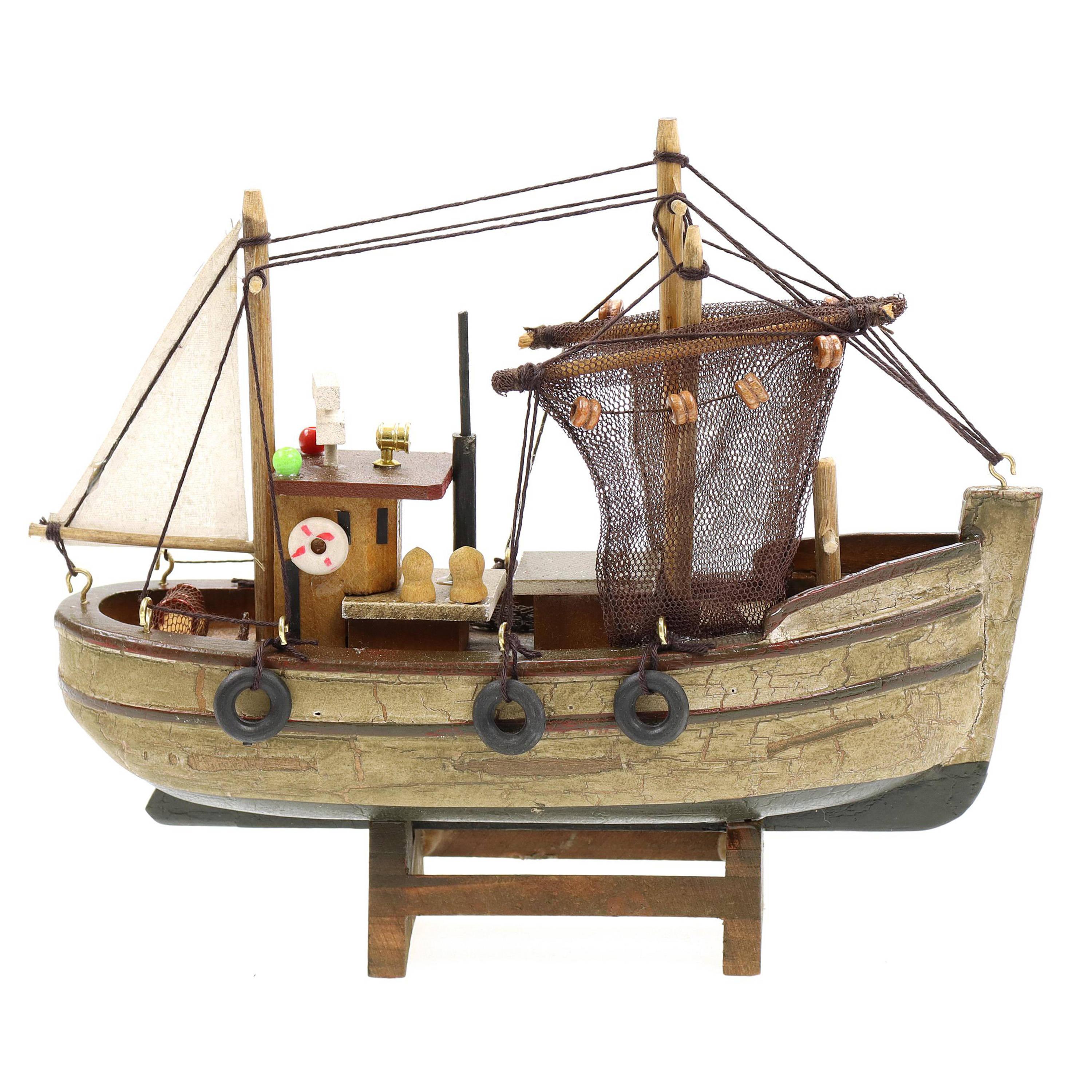 Vissersboot schaalmodel Hout 20 x 5.5 x 17 cm Maritieme boten decoraties voor binnen