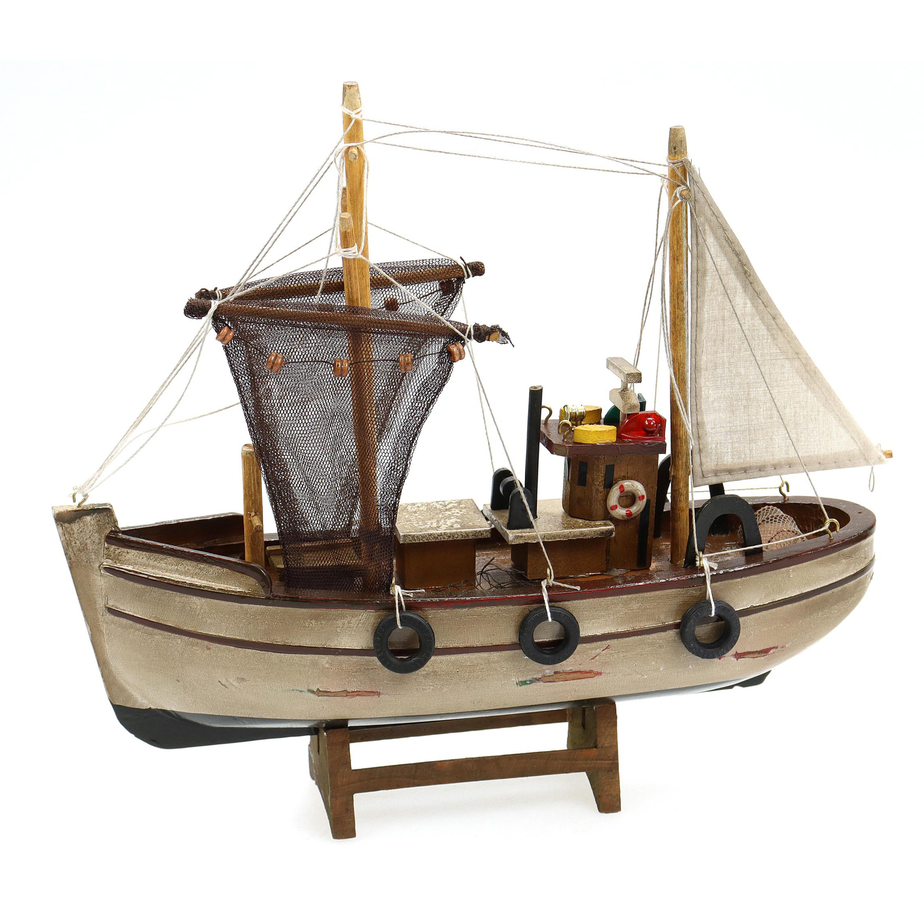 Vissersboot schaalmodel Hout 30 x 8 x 27 cm Maritieme boten decoraties voor binnen