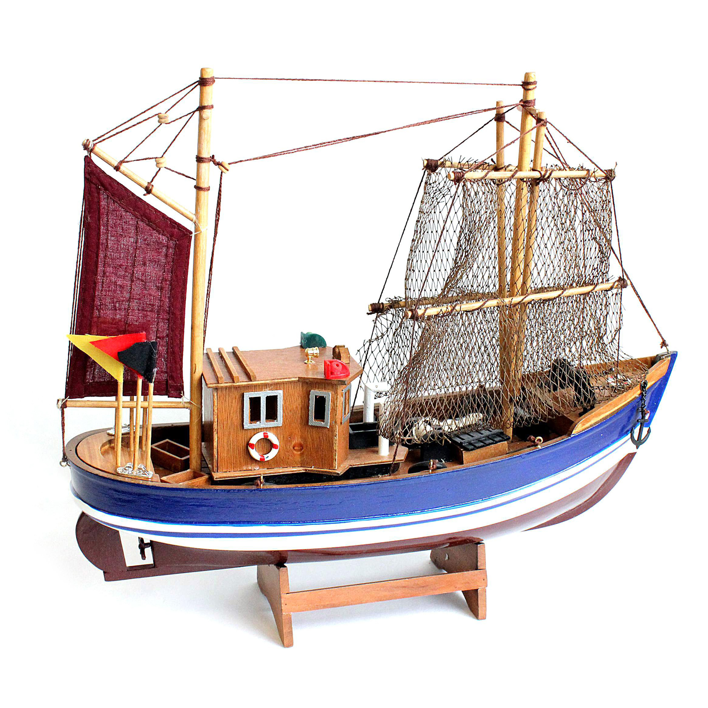 Vissersboot schaalmodel Hout 40 x 9 x 30 cm Maritieme boten decoraties voor binnen