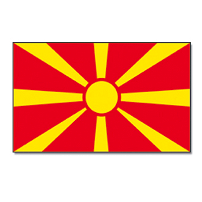 Country flag Macedonia - 90 x 150 cm - with compact telescoop stick - waveflags for supporters
