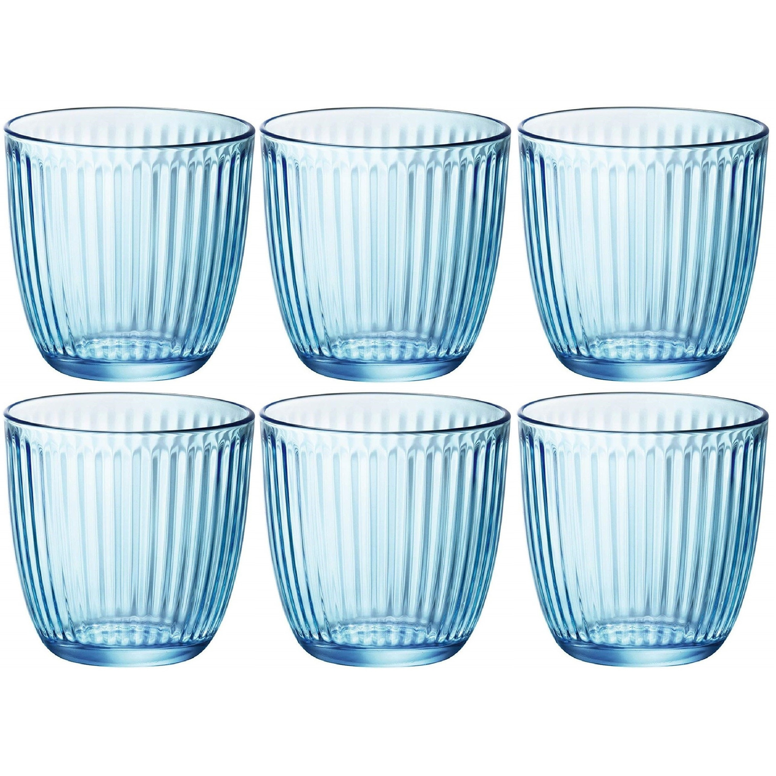 Waterglazen-drinkglazen 6x blauw tumbler glas 290 ml