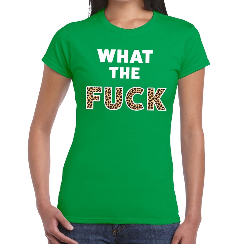 What the Fuck tijger print tekst t-shirt groen dames