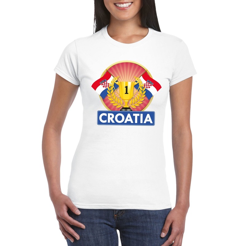 Wit Kroatie supporter kampioen shirt dames