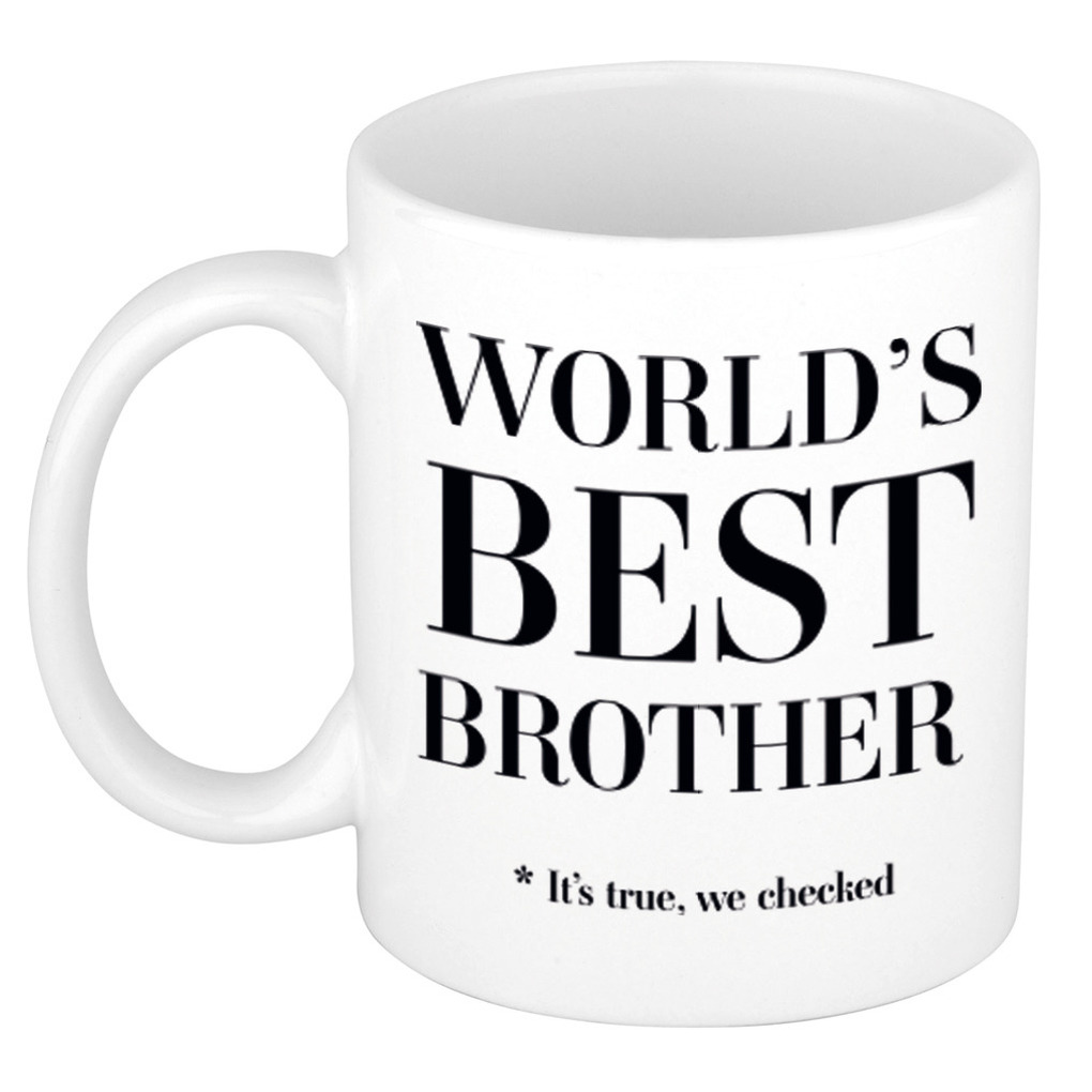 Worlds best brother cadeau koffiemok-theebeker wit 330 ml Cadeau mokken